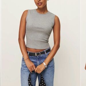 Reformation Brown Sleeveless Crewneck Crop Tank